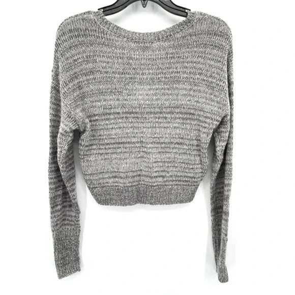 BP Cropped V-Neck Drop Shoulder Sweater in Dark Grey Heather NWT XXS - Picture 3 of 9